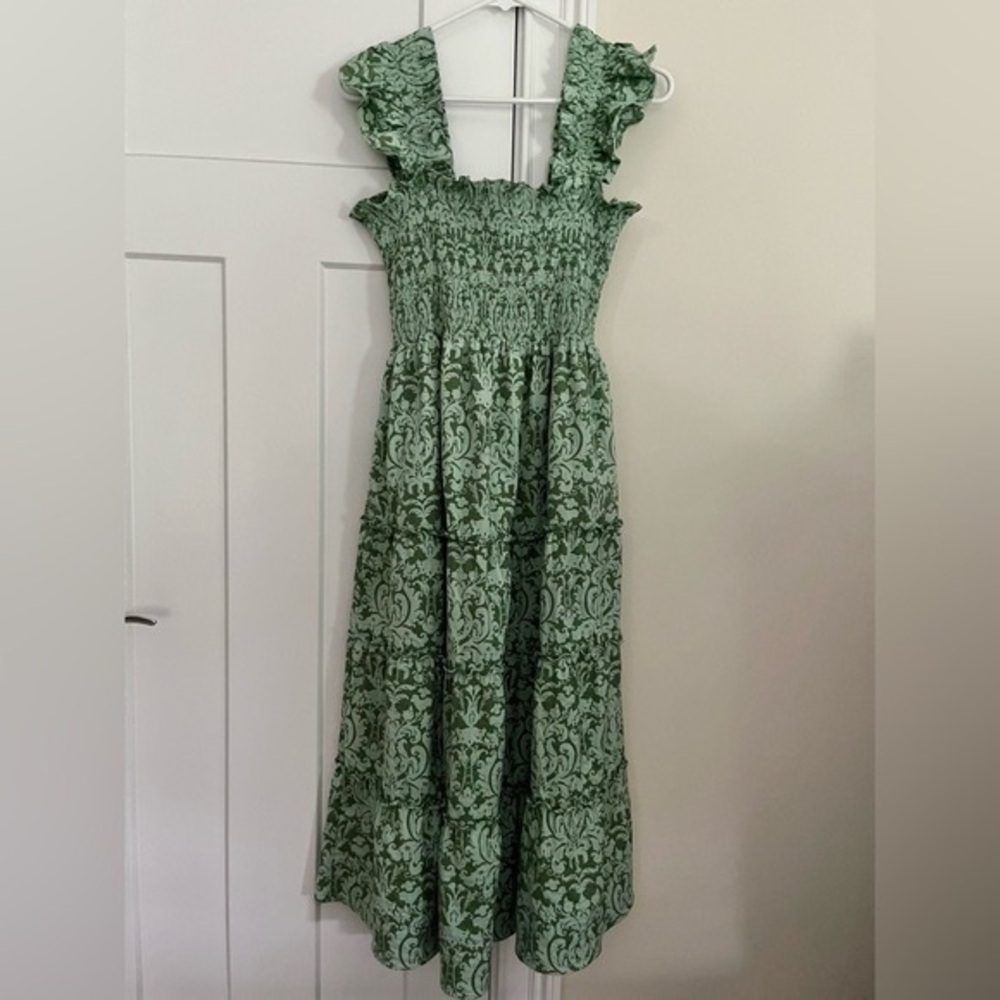 Hill House Green Patterned Midi Dress